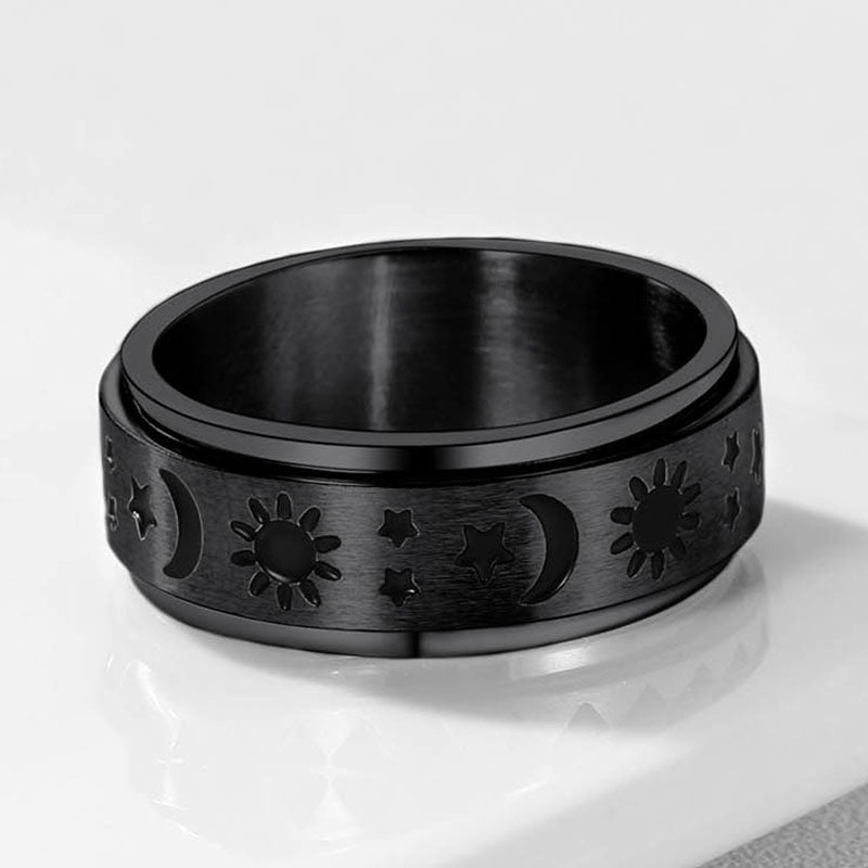 FaithHeart Moon Star Sun Ring Fidget Ring for Anxiety