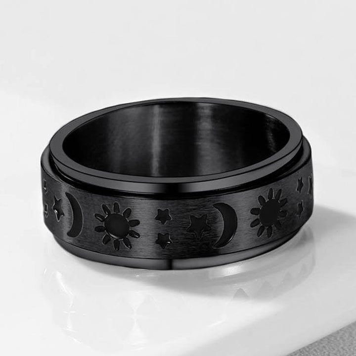 FaithHeart Moon Star Sun Ring Fidget Ring for Anxiety