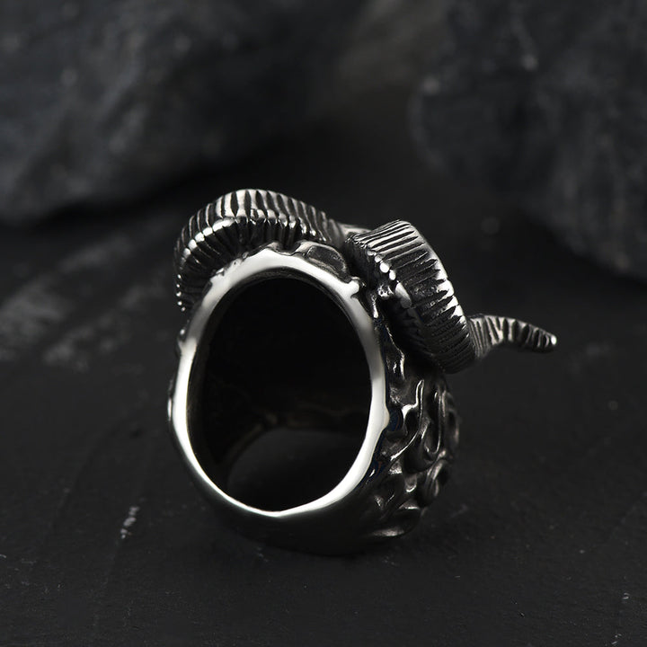 Stainless Steel Satan Baphomet Goat Ring for Men