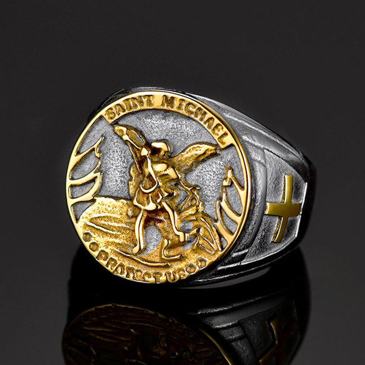 Christian Saint Michael Signet Ring For Men