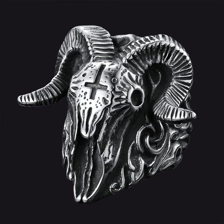Stainless Steel Satan Baphomet Goat Ring for Men