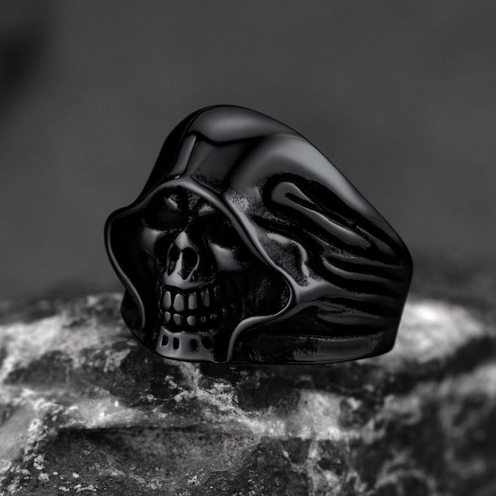 Gothic Grim Reaper Skull Ring For Men in Stainless Steel