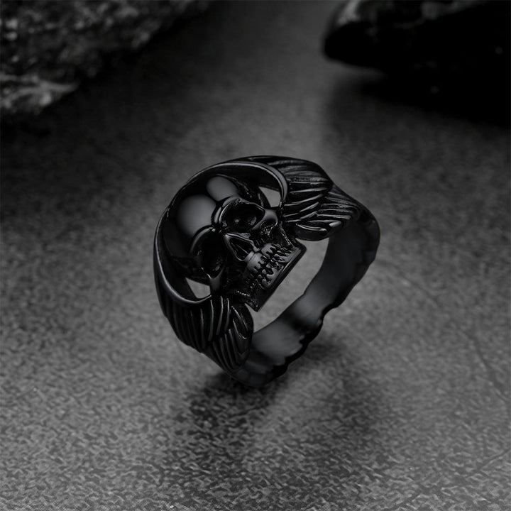 Biker Wings Skull Stainless Steel Ring for Men