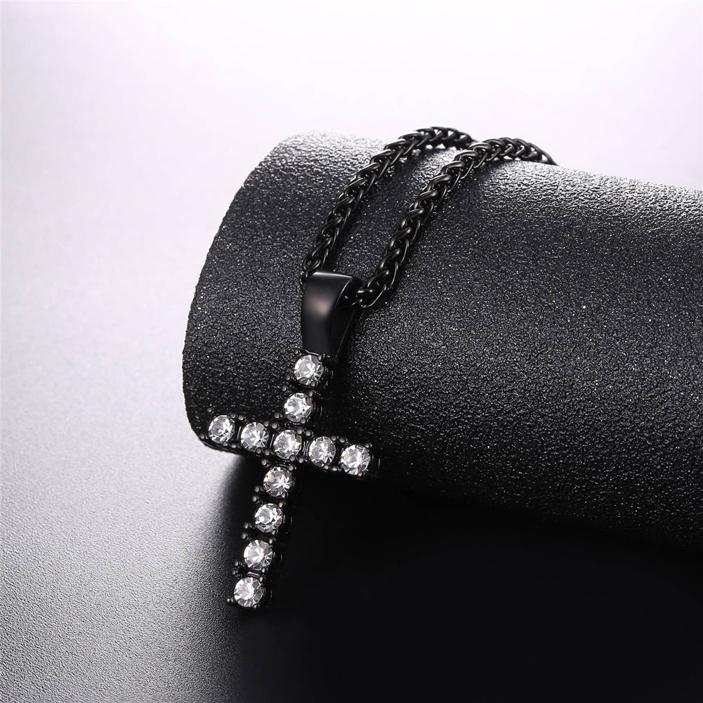 Cubic Zirconia Cross Necklace Pendant for Men/Women