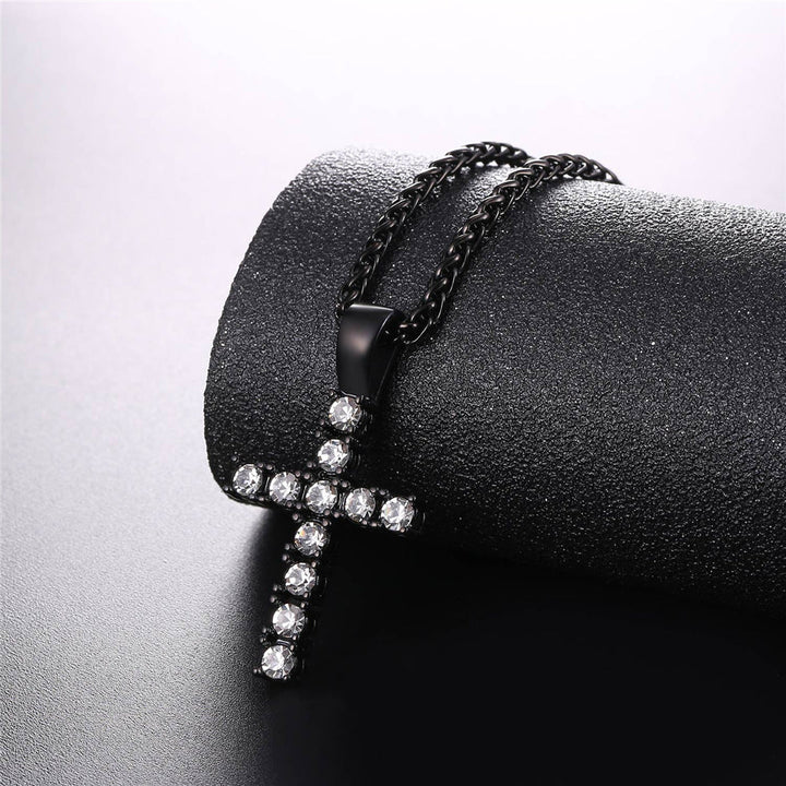Cubic Zirconia Cross Necklace Pendant for Men/Women