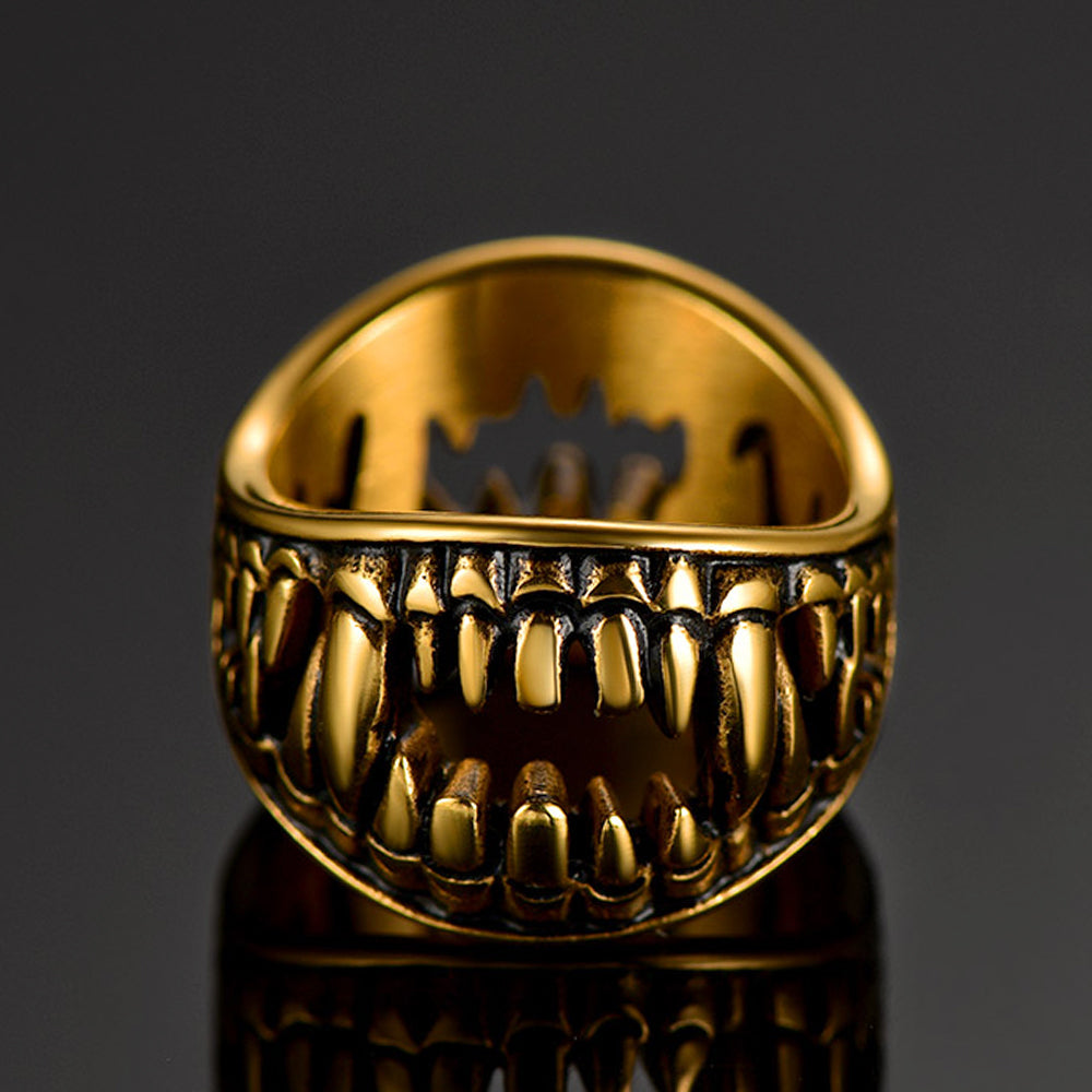 Gothic Punk Vampire Fang Teeth Ring For Men
