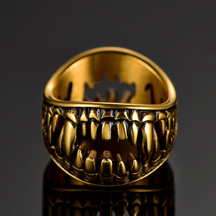 Gothic Punk Vampire Fang Teeth Ring For Men