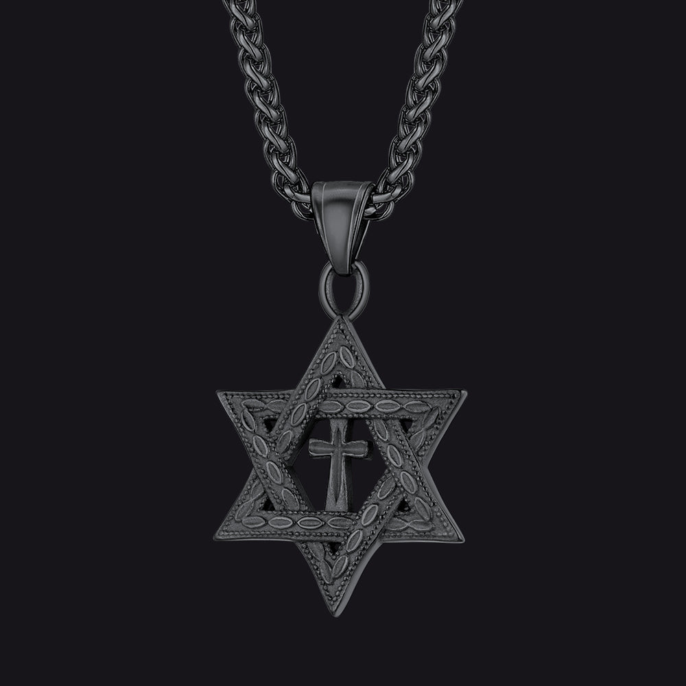 Jewish Star of David Cross Necklace For Men