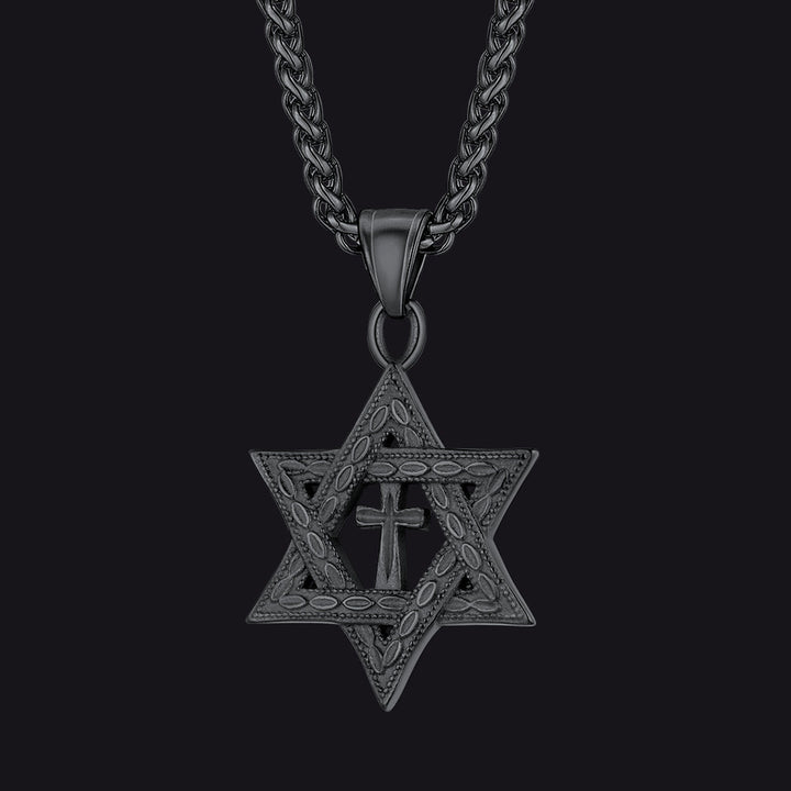 Jewish Star of David Cross Necklace For Men