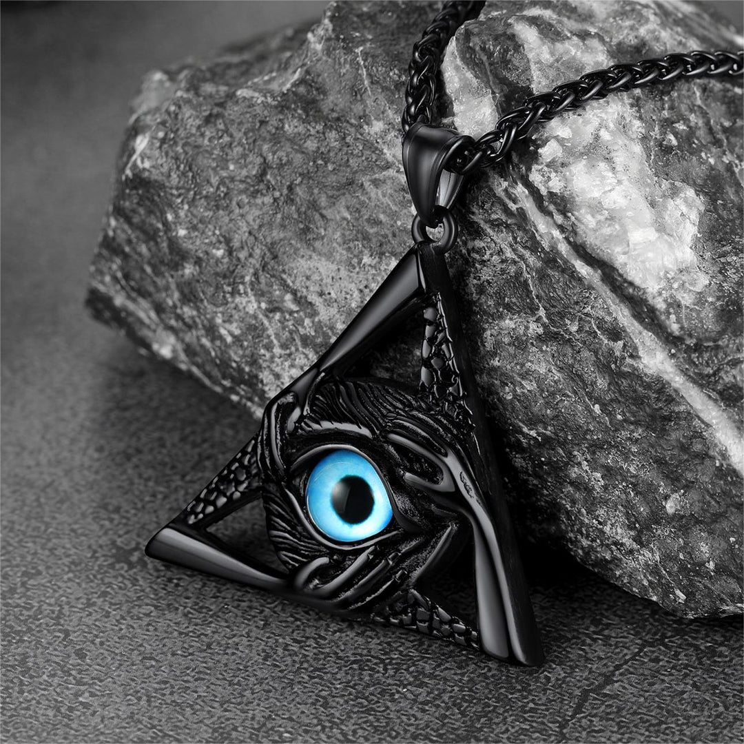 Triangle Third Evil Eye Necklace All-Seeing Pendant