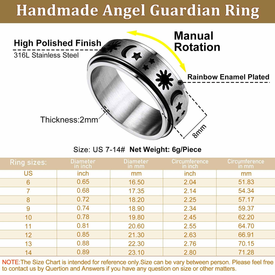 Moon Star Sun Ring Fidget Ring for Anxiety