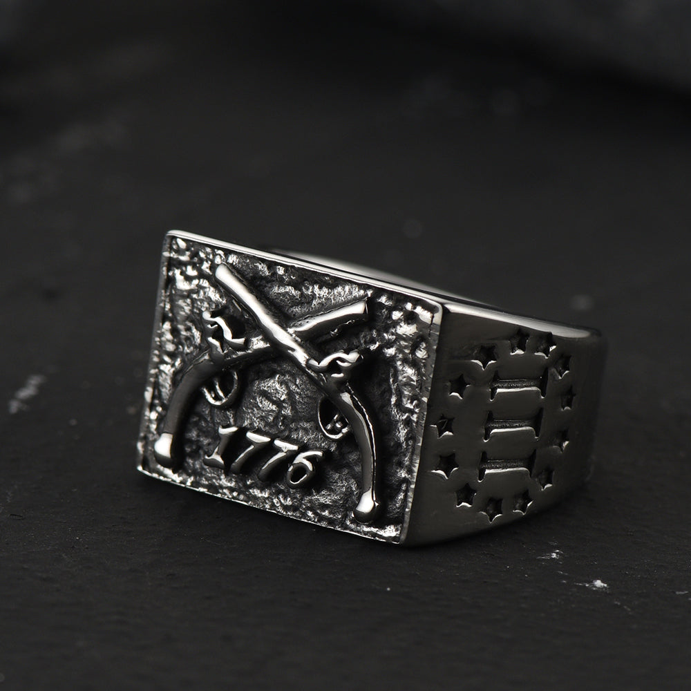 Vintage Independence Day 1776 Ring for Men