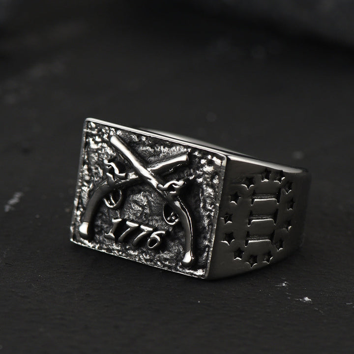 Vintage Independence Day 1776 Ring for Men