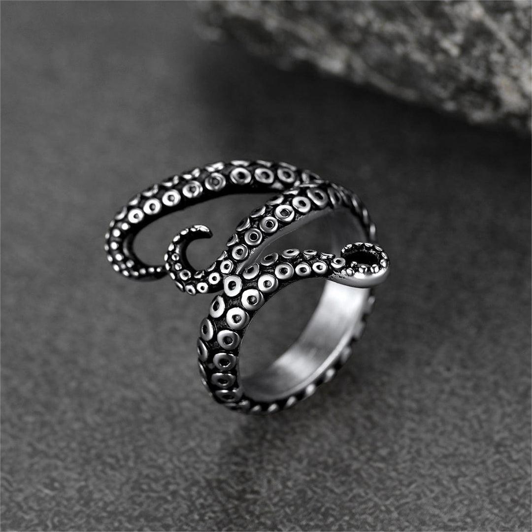 Biker Punk Three Octopus Tentacle Ring For Men