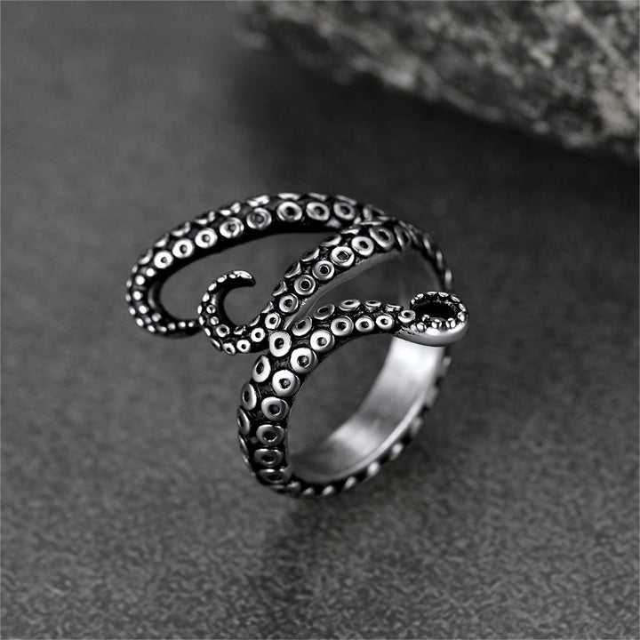 Biker Punk Three Octopus Tentacle Ring For Men