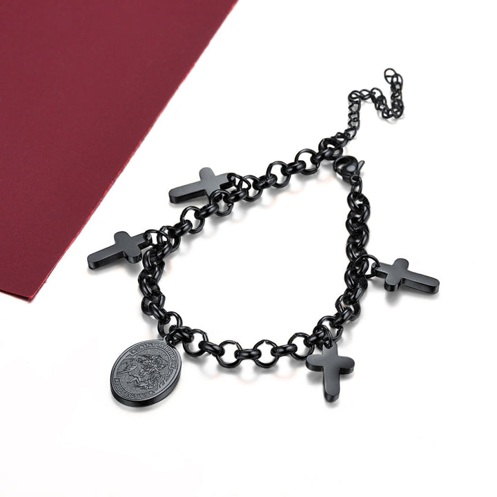 Patron St. Michael Charm Bracelet With Cross for Men