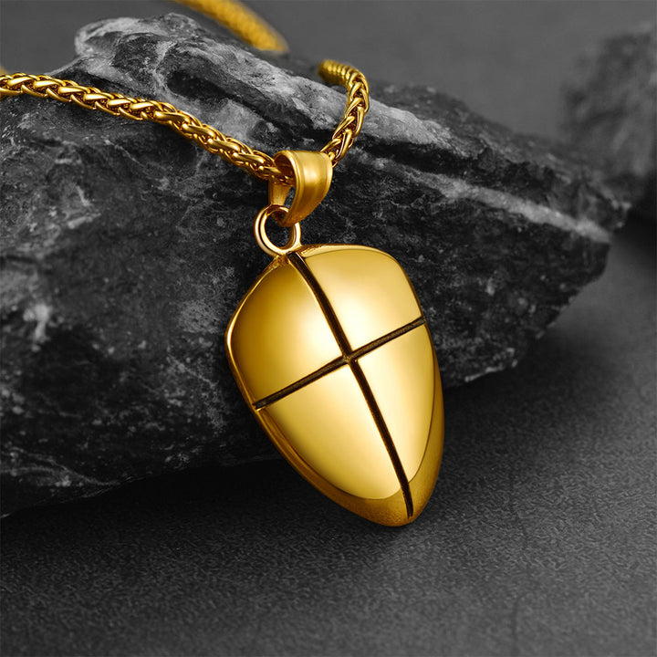 Christian Cross Joshua 1:9 Shield Necklace For Men