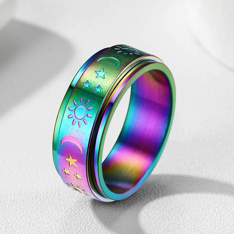 Moon Star Sun Ring Fidget Ring for Anxiety