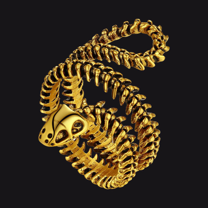 Gothic Snake Skull Bone Ring for Men Women