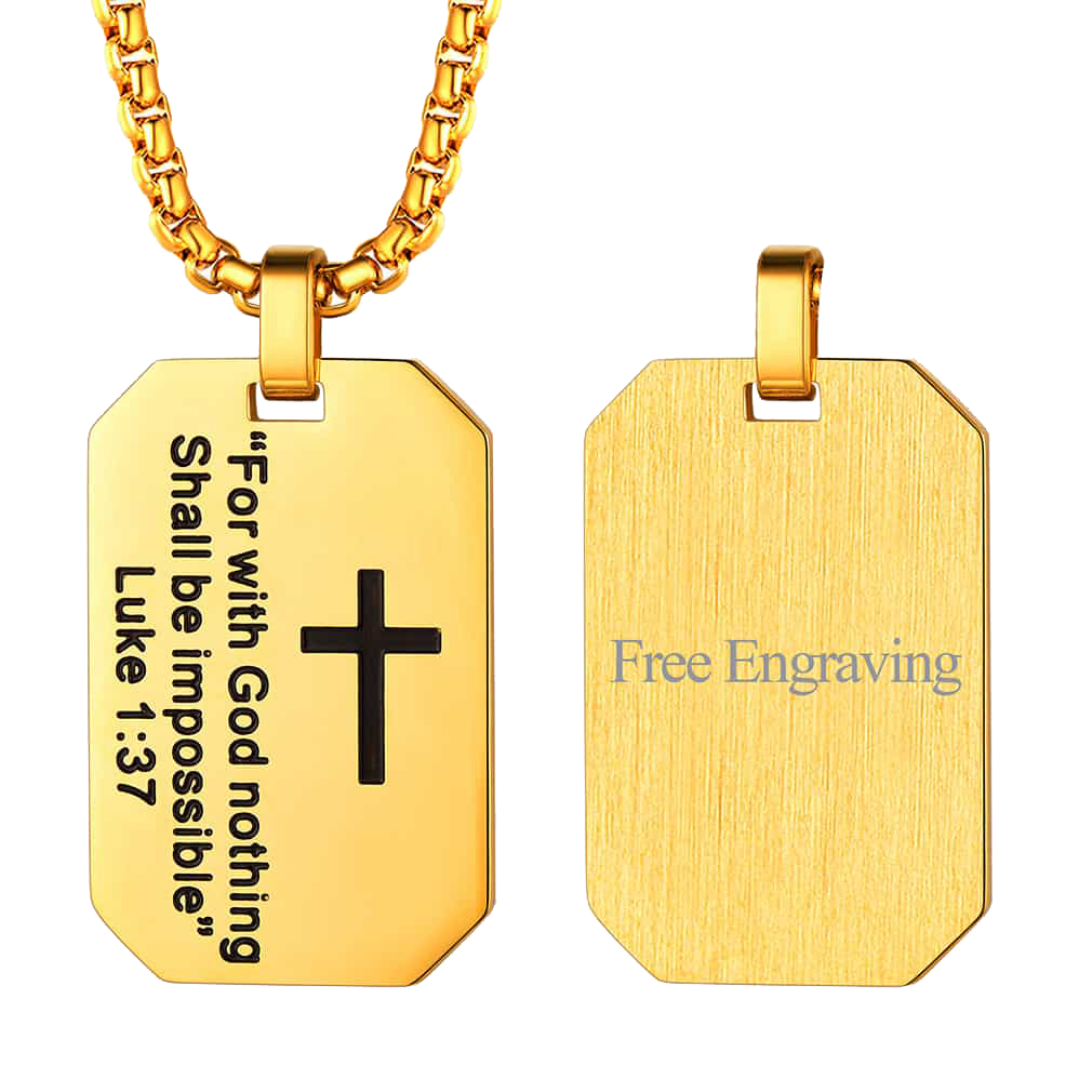 Christian Luke 1:37 Dog Tag Necklace for Men/Women