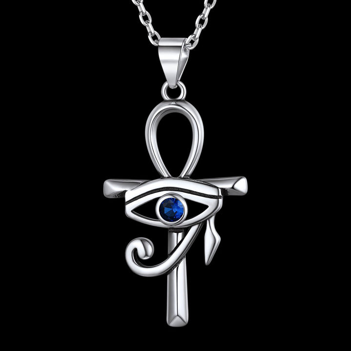 Egyptian Ankh Cross Necklace Pendant with Eye of Horus