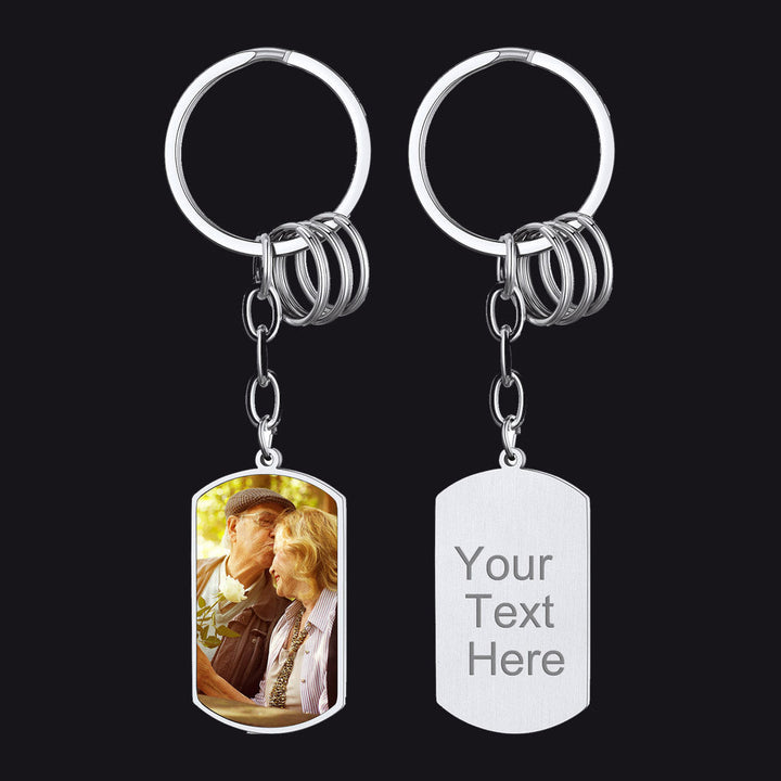 Personalized Photo Dog Tag Keychain With Picture for Men Dad Father Day Gift