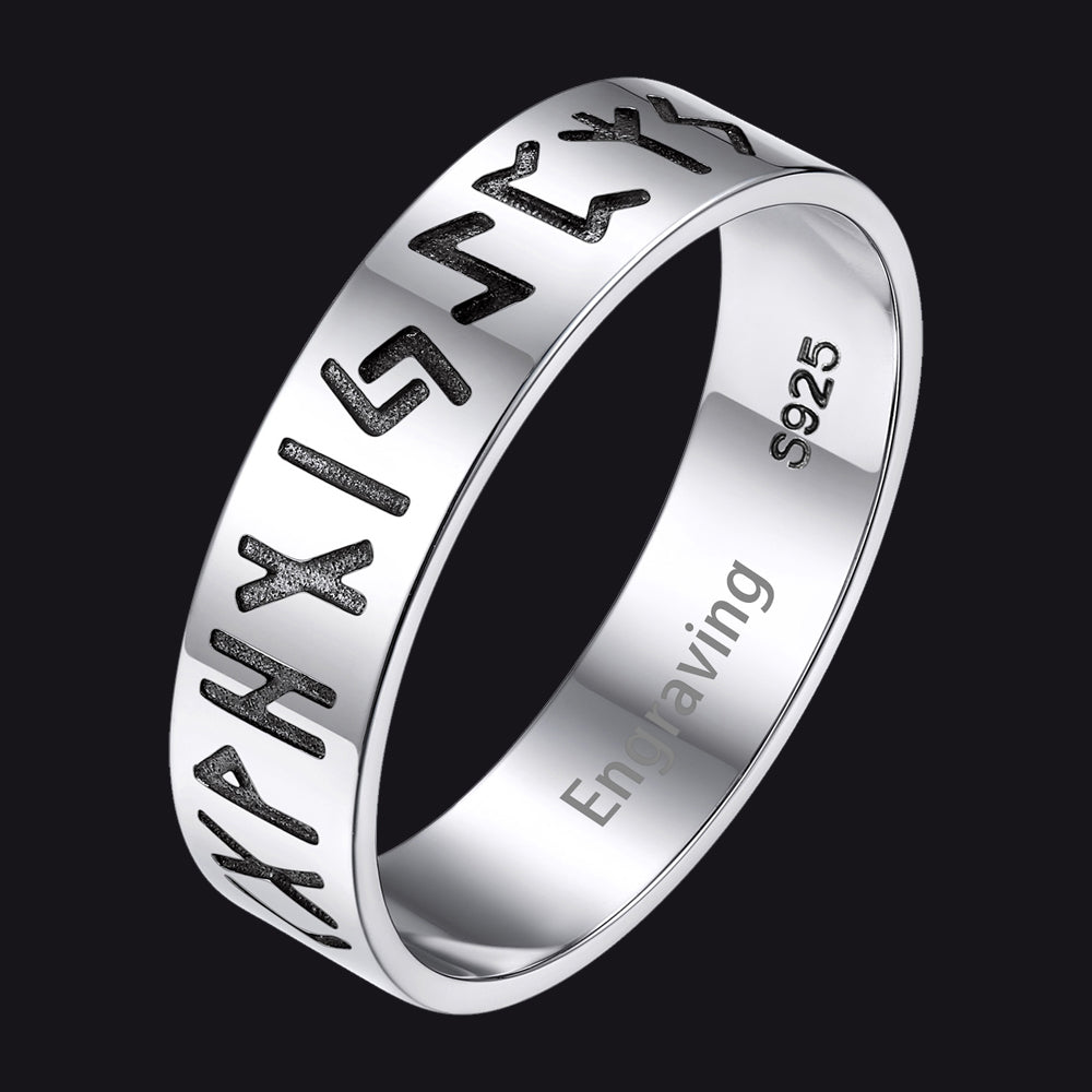 Sterling Silver Norse Viking Runes Ring for Men Women
