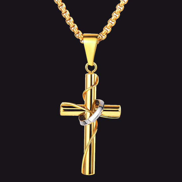 Christian Halo Ring Cross Necklace Pendant For Men