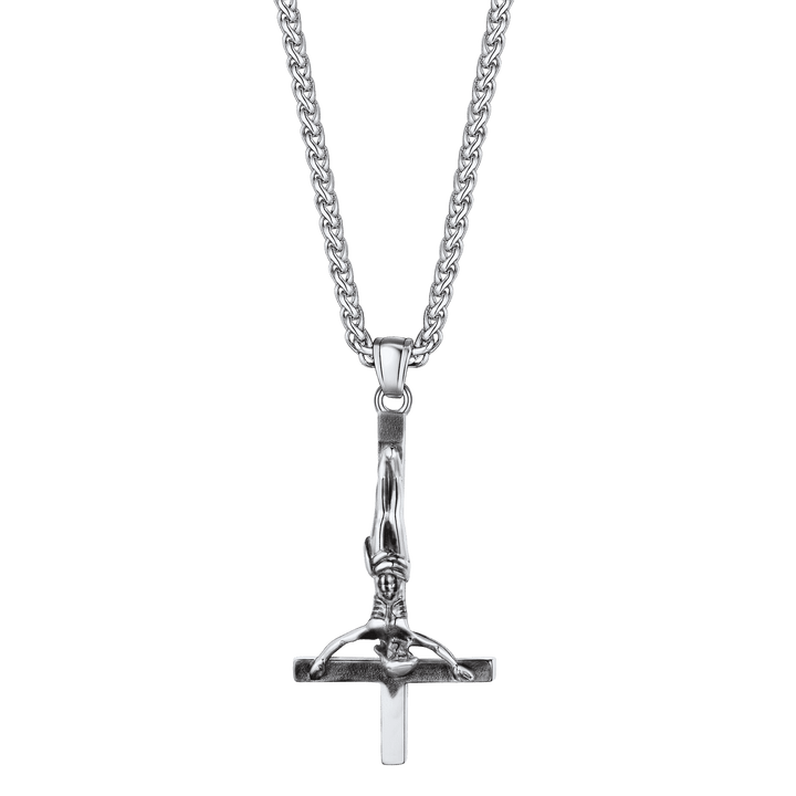 Upside Down Cross Crucifix Necklace Pendant for Men