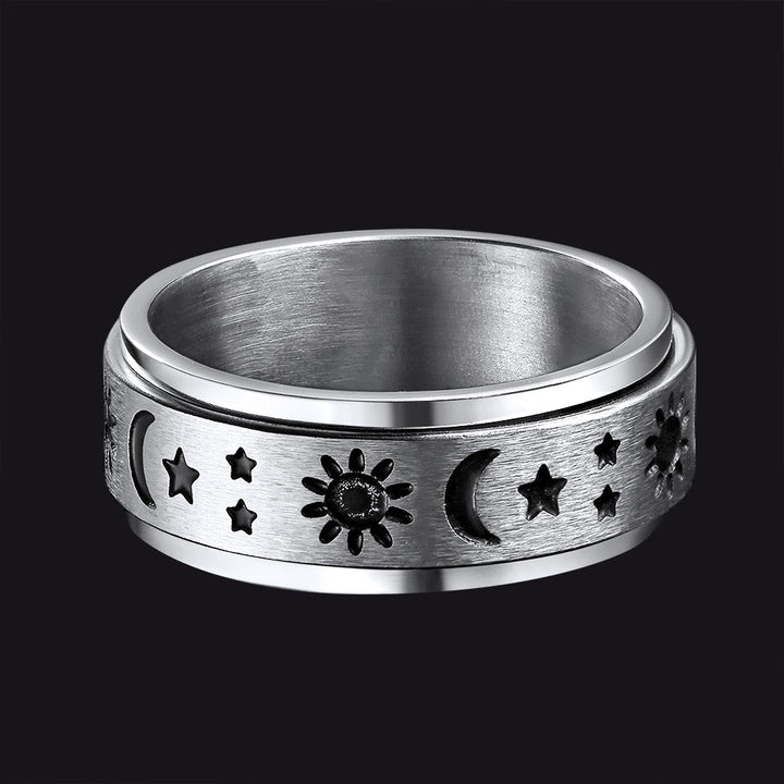 Moon Star Sun Ring Fidget Ring for Anxiety