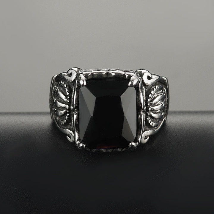 Crystal Crown Black Onyx Ring for Men