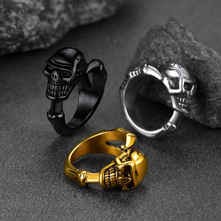 FaithHeart Gothic Skull Ring Biker Ring For Men