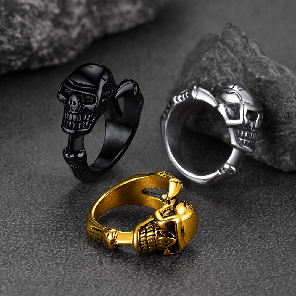 Gothic Skull Ring Biker Ring For Men