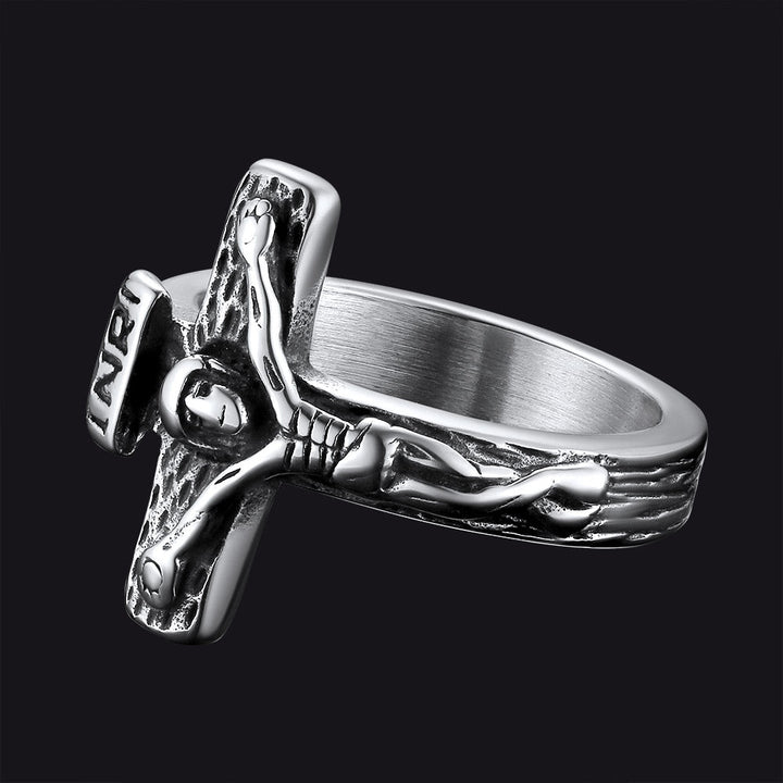 Christian Jesus Crucifix Cross Ring for Men