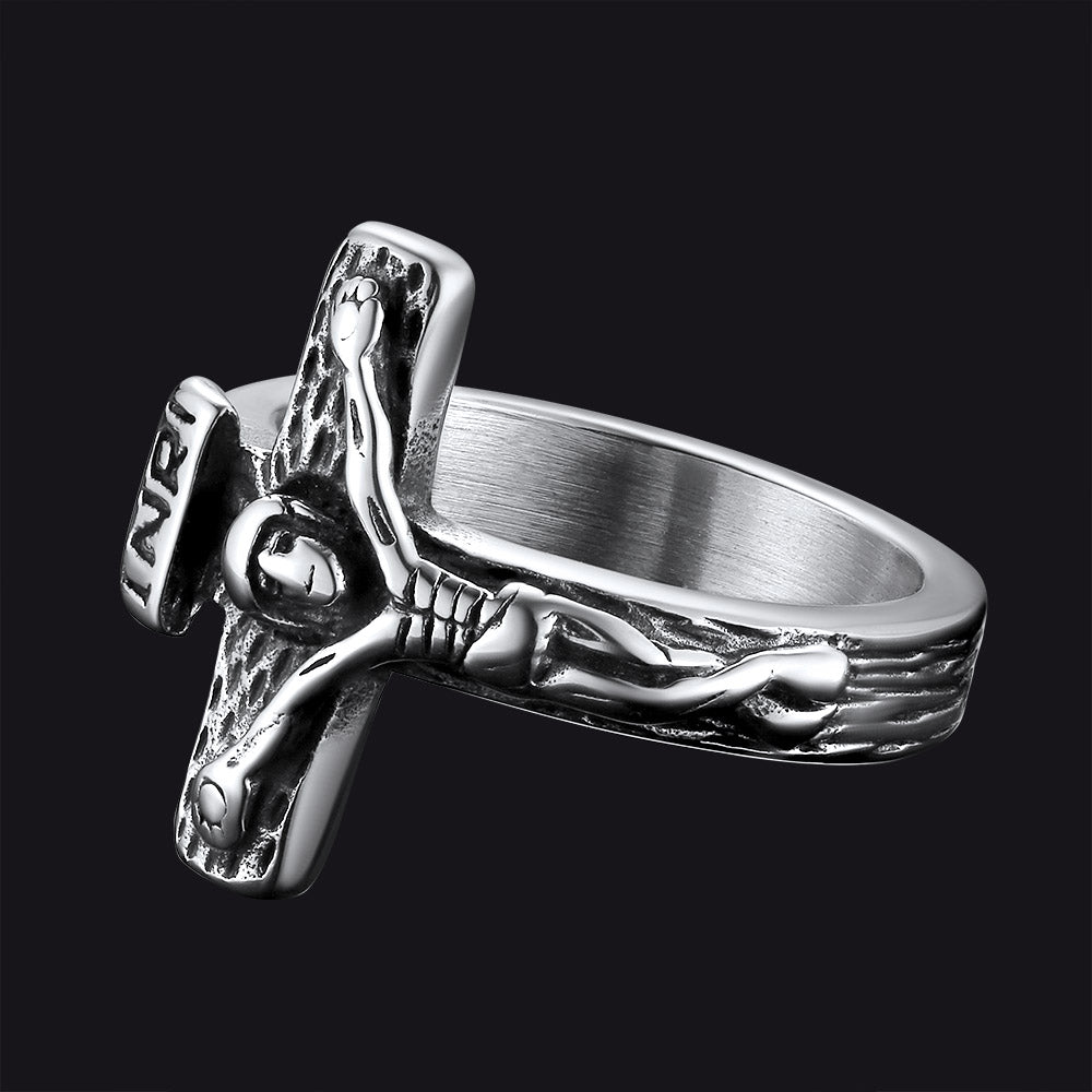 Christian Jesus Crucifix Cross Ring for Men
