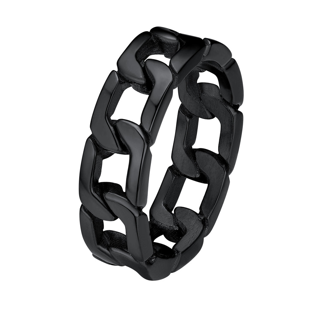 Chunky Cuban Link Chain Ring For Men Stainless Steel