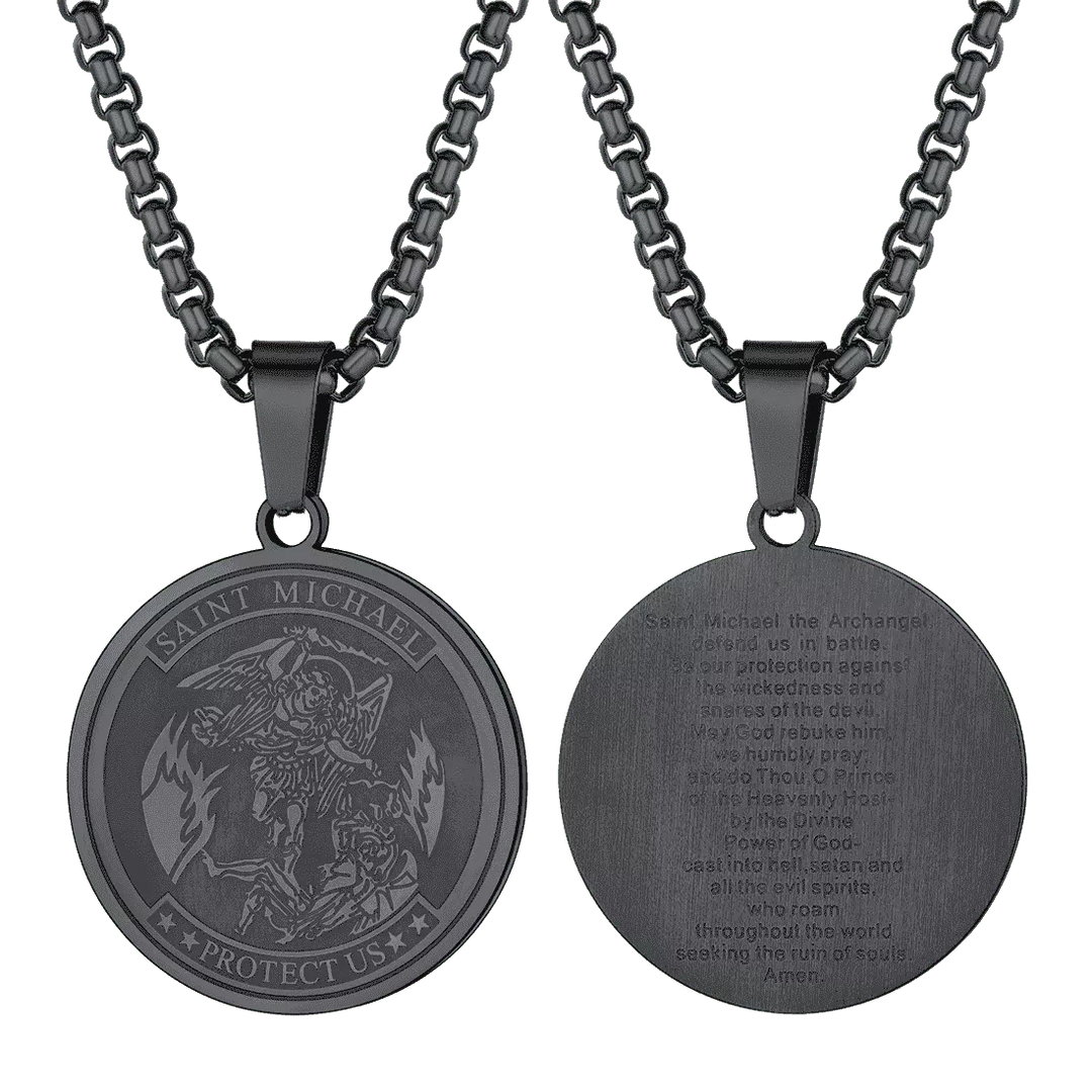 St. Michael Coin Necklace Medal Protection Pendant