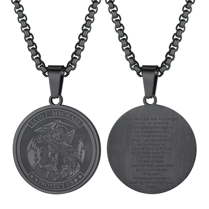 St. Michael Coin Necklace Medal Protection Pendant