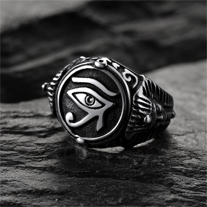 Ancient Egyptian Eye of Ra Signet Ring Jewelry For Men