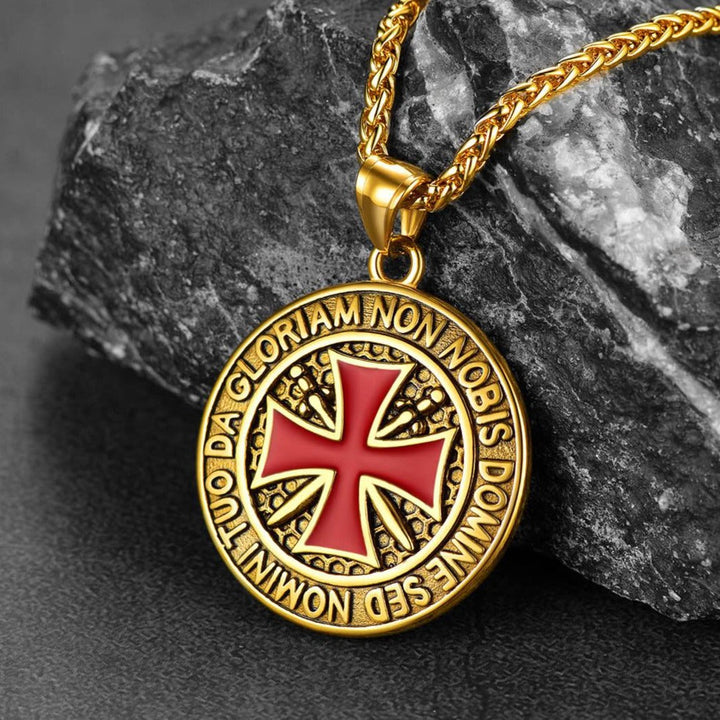Knights Templar Cross Medallion Necklace For Men