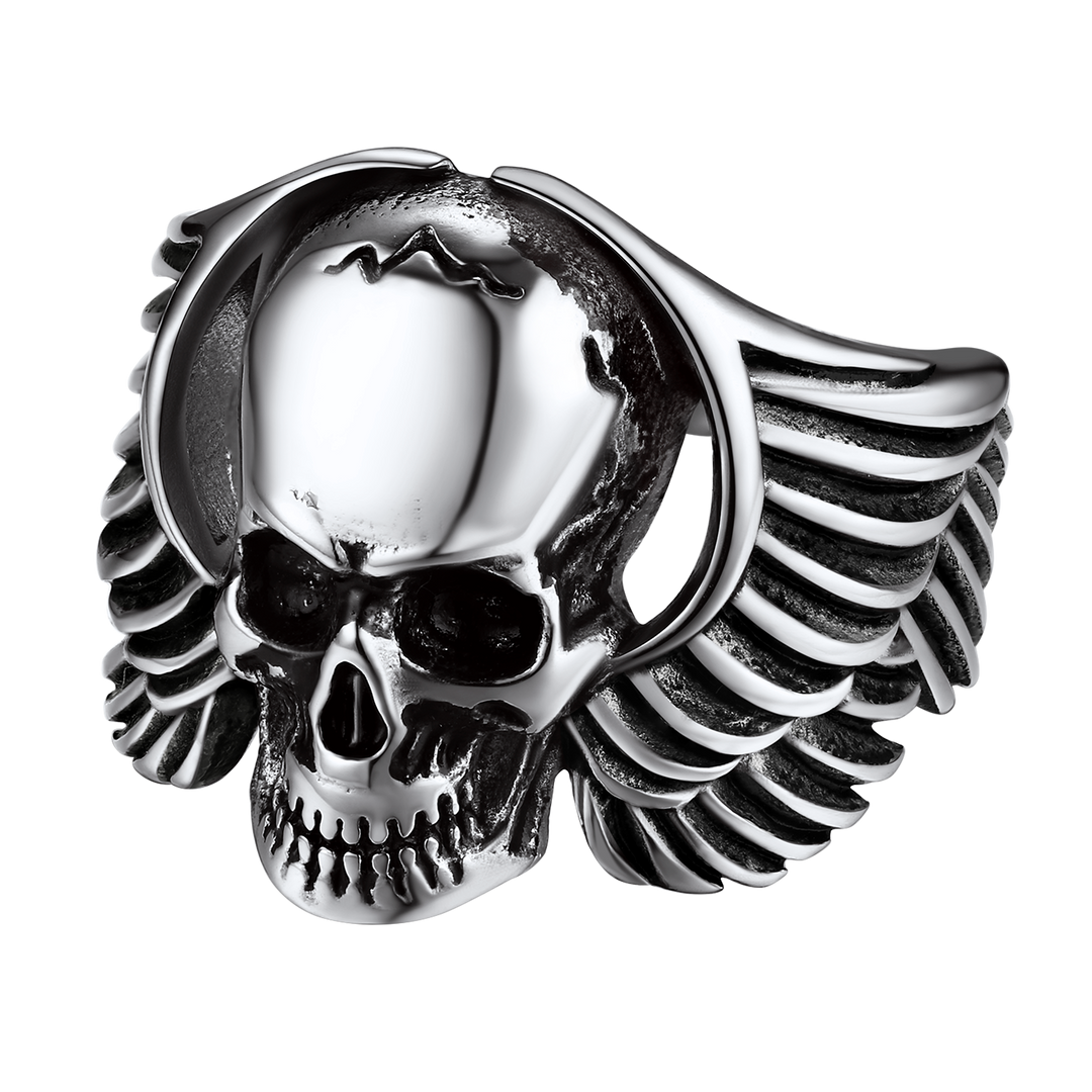 Biker Wings Skull Stainless Steel Ring for Men
