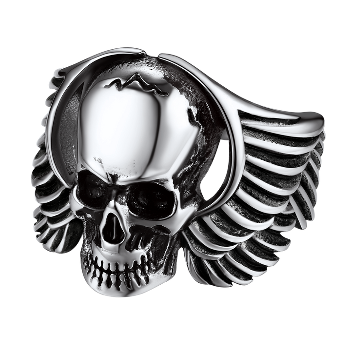 Biker Wings Skull Stainless Steel Ring for Men