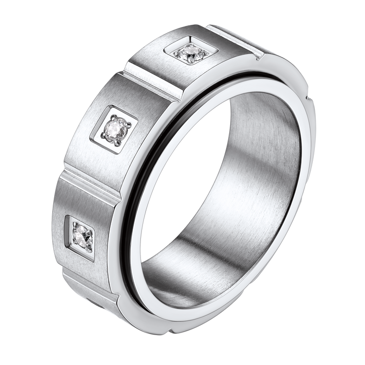 Flash Sale Men's Zircon Rotatable Fidget Ring for Anxiety Stainless Steel