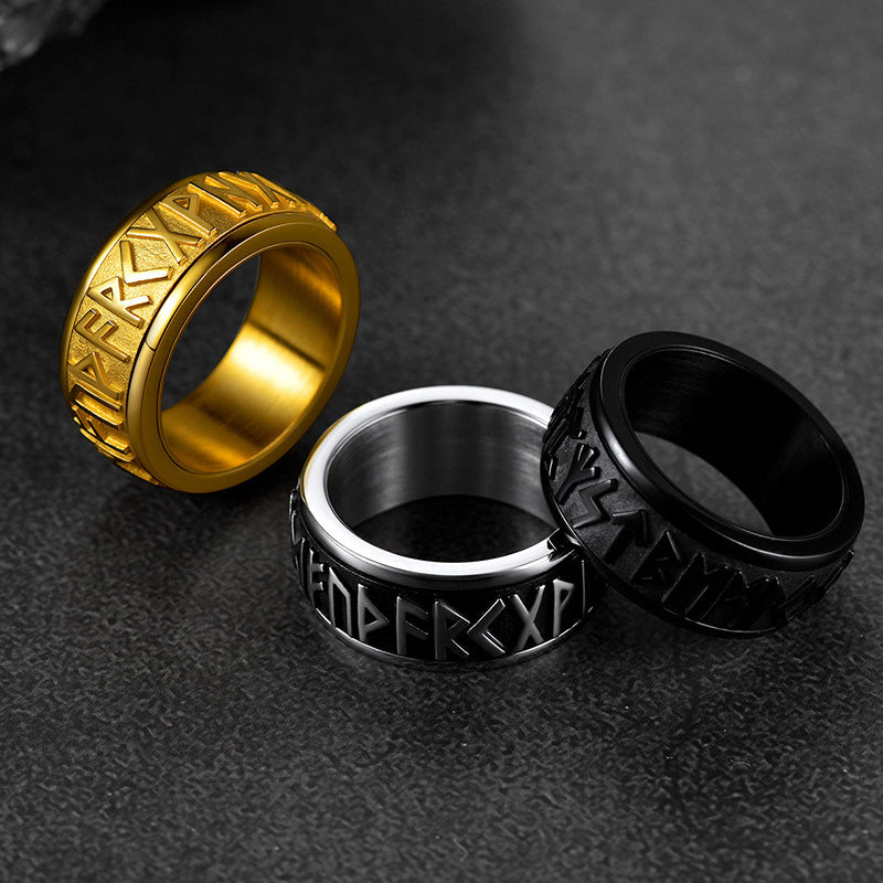 Norse Viking Rune Fidget Anxiety Band Ring For Men