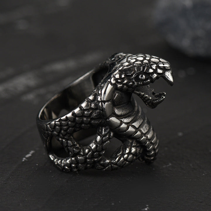 Gothic Huge Cobra Snake Ring Stainless Steel Ring for Men