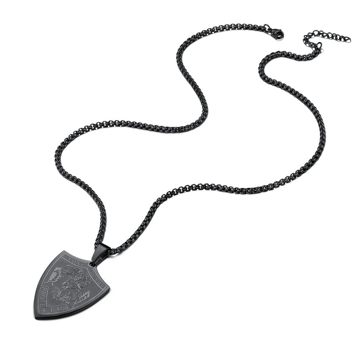 Saint Michael Necklace Shield Archangel Protection Pendant For Men