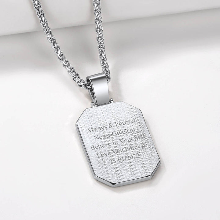 Memorial Personalized Picture Dog Tag Necklace with CZ for Men Mom Family