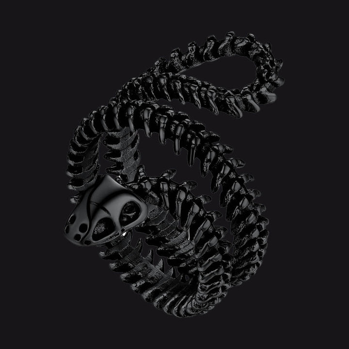 Gothic Snake Skull Bone Ring for Men Women