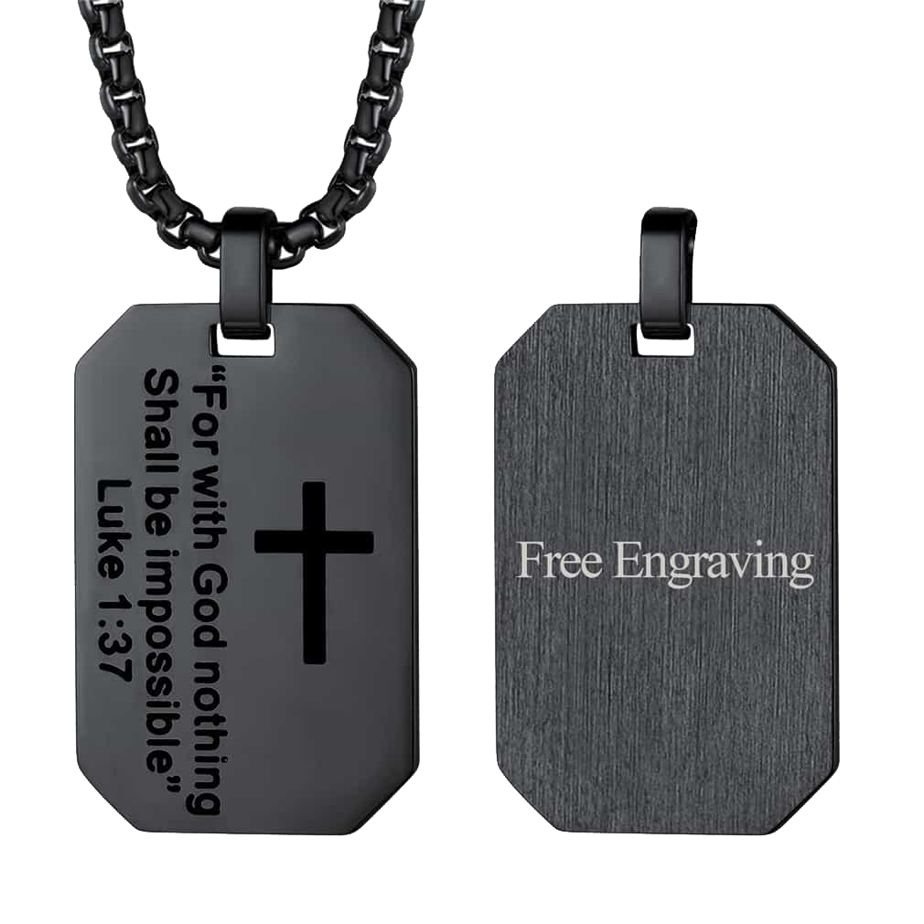 Christian Luke 1:37 Dog Tag Necklace for Men/Women