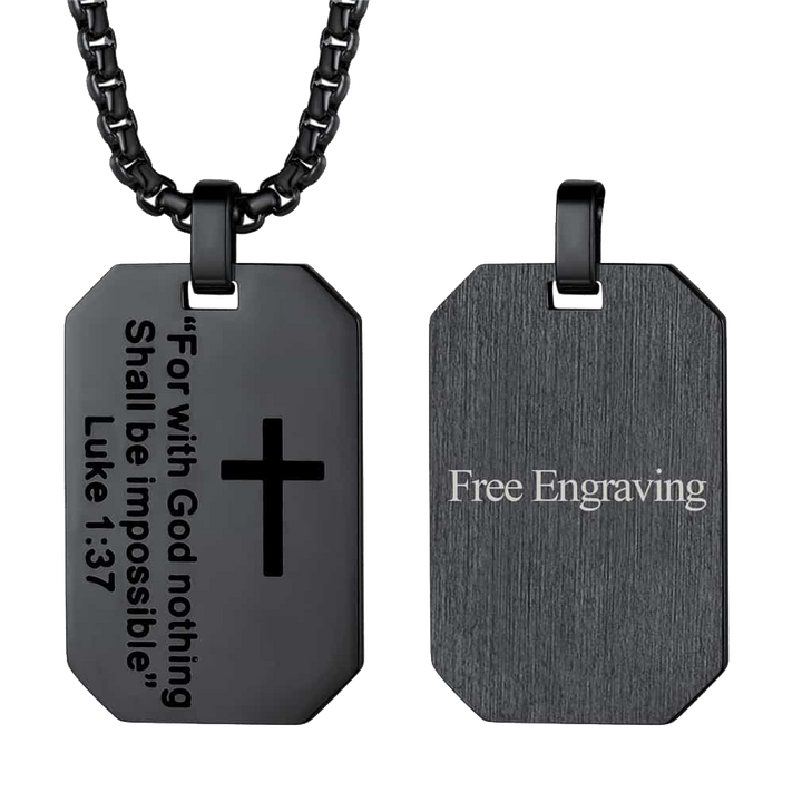 Christian Luke 1:37 Dog Tag Necklace for Men/Women